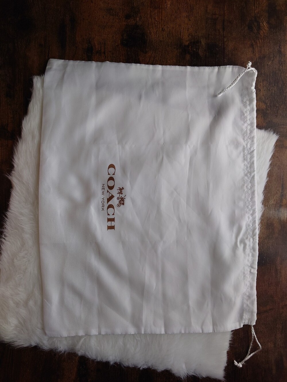 Coach White Dust Bag with Brown Logo - Picture 2 of 3